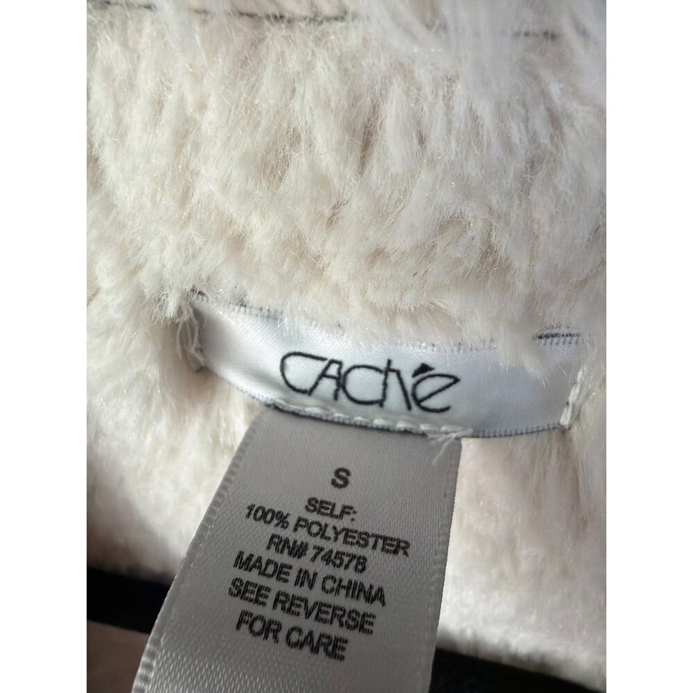 0106 Cache Metallic Shearling Jacket Silver Faux … - image 3